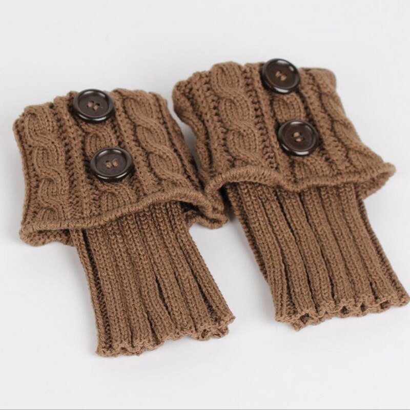 double bouton câble tricoté botte manchette courte jambières femmes bottes chaussettes tricoté torsion bottes accessoires: khaki