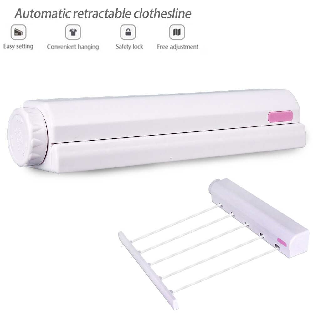 Clothesline Rope 4/5 Line Retractable Clothes line Wall Hanger Nylon Hanger Drying Rack Bathroom Organizer for Clothes Towel