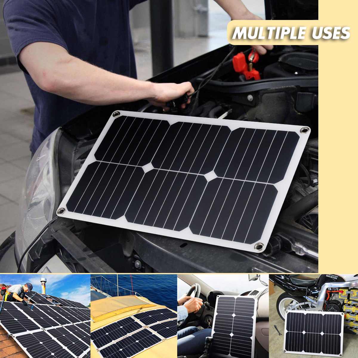 100W Monocrystaline Solar Panel Kit USB Quick Battery Charger 10/20/30/40/50A Solar Controller Folding Waterproof Solar Cell