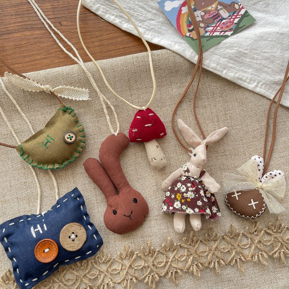 zur Seite fahren Kette Zubehör Stoff freundlicher Halskette Hase Pilz niedlichen Ebene Anhänger Schlüsselband Stoff Kawaii hängende Ornamente