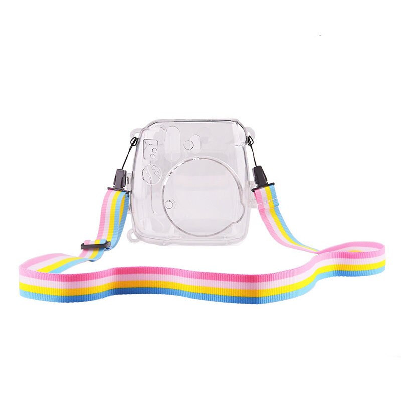 Powstro etuier til fujifilm instax mini 9 kamera beskyttelse etui gennemsigtigt plastik cover med rem til fuji mini 8/8 taske: Default Title