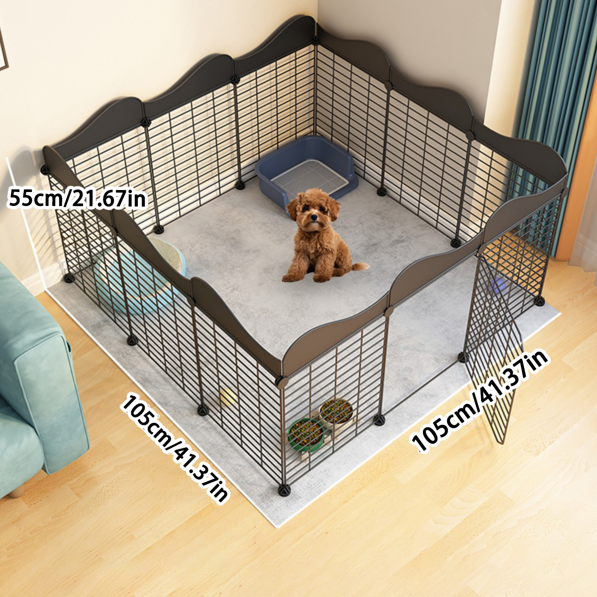 Pet Fence Dog Fence Indoor with Toilet Area Small and Medium-Sized Dog Kennel Free Combination Home Isolation Dog Cage: Yellow