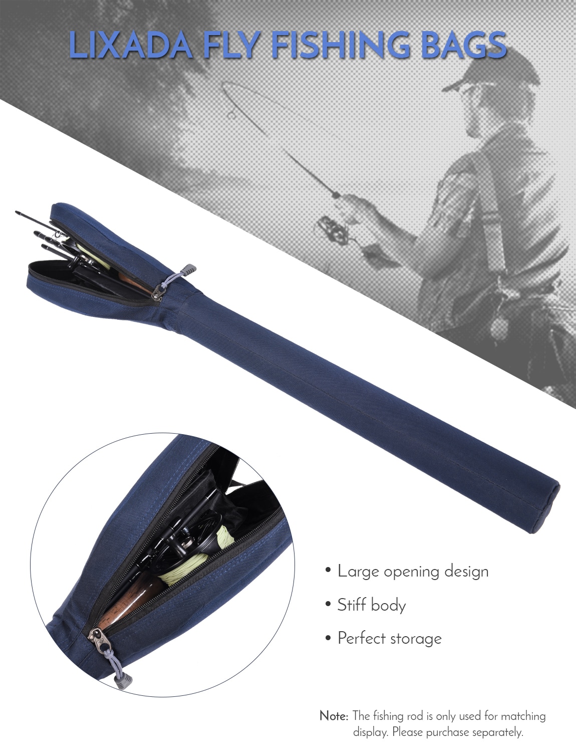 Water-resistant Fly Fishing Rod Case Bag Canvas Fishing Rod Cover Tube Case Fly Fishing Rod Gear Bag Fishing Accessories