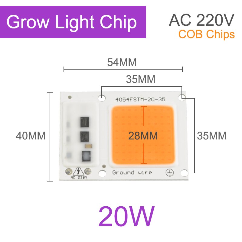 Kaguyahime LED COB Chip 220V 20W 30W 50W 100W DIY Integrated Chip Rectangular Lamp No Need Driver For Spotlight Floodlight Bulb: Grow Light 20W / Grow Full Spectrum