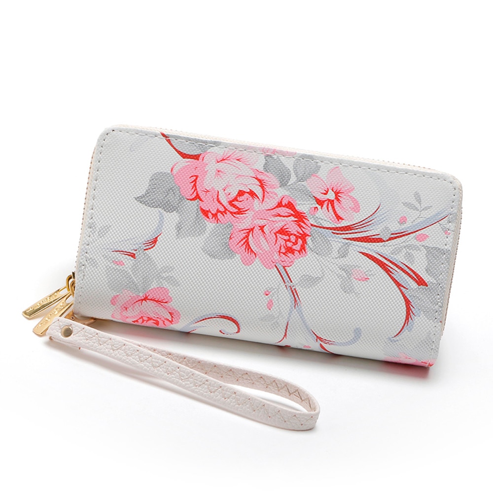 Women Purse Rose Flower Long Wallet Coin Bag Purse Double Zipper clutch phone purse women carteira feminina