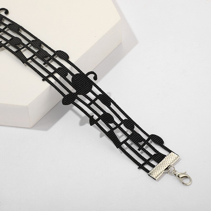 Music Staff Choker Necklace Simple Black Color Choker Necklace For Women Girl Party Jewelry