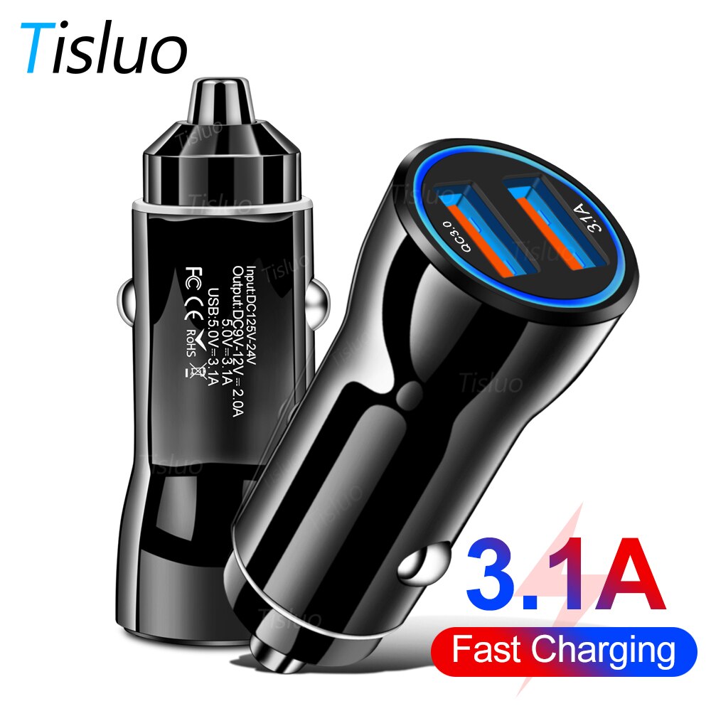 3.1A Dual Usb Autolader Quick Charger 3.0 Met Led Display Universele Mobiele Telefoon Auto-Oplader Voor Iphone 6 6 S 7 Samsung Xiaomi