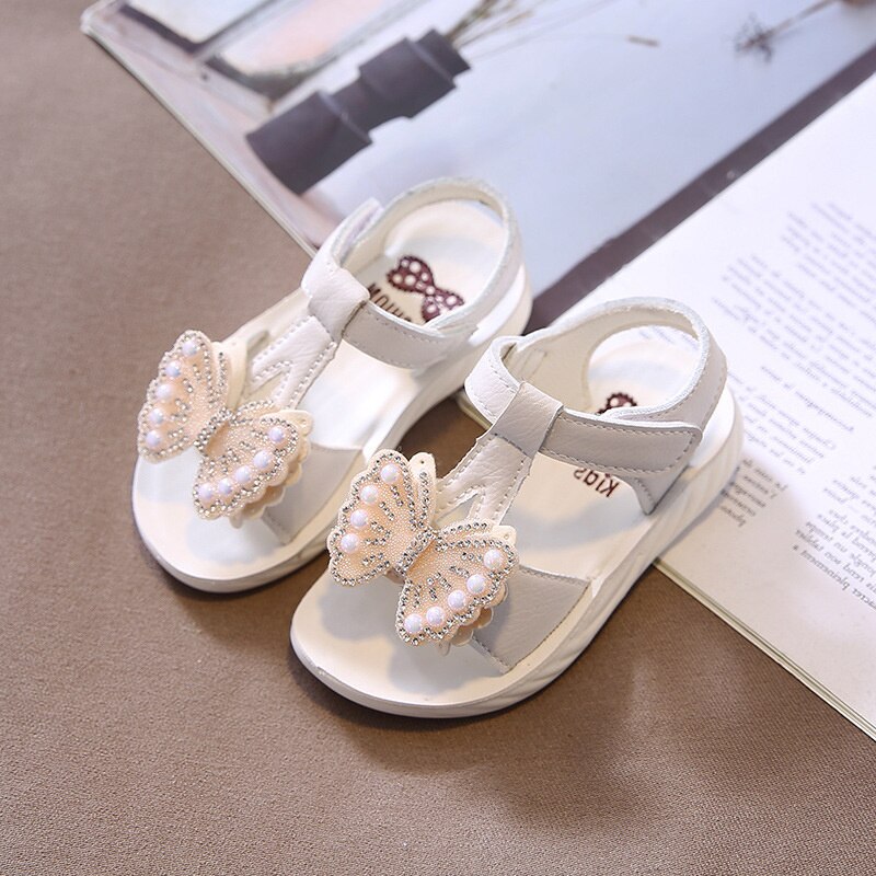 Summer Children Toddler Baby Kids Sandals For Little Girls PVC Butterfly Pink White Beach Princess Shoes 1 2 3 4 5 6 Years old