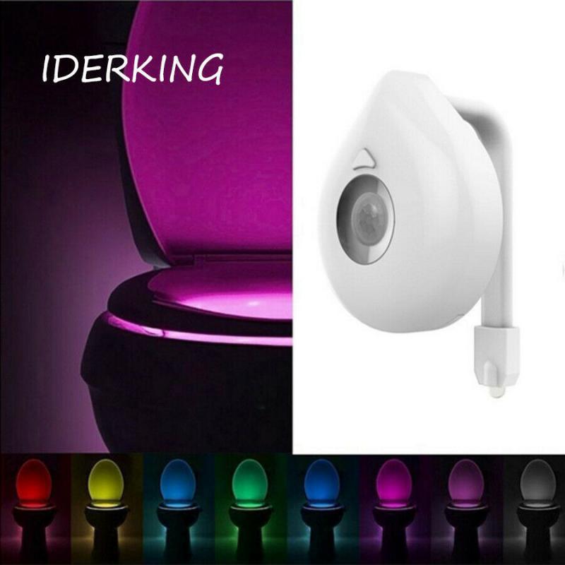 Bathroom Toilet Bowl Light Smart PIR Motion Sensor Seat Waterproof Backlight LED Luminaria Lamp 8 Colors Changing Night Light