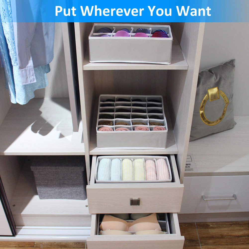 Underwear Bra Storage Box, Foldable Fabric Closet Organizer Drawer Closet Organizers Boxes for Underwear Scarves Socks Bra ect.