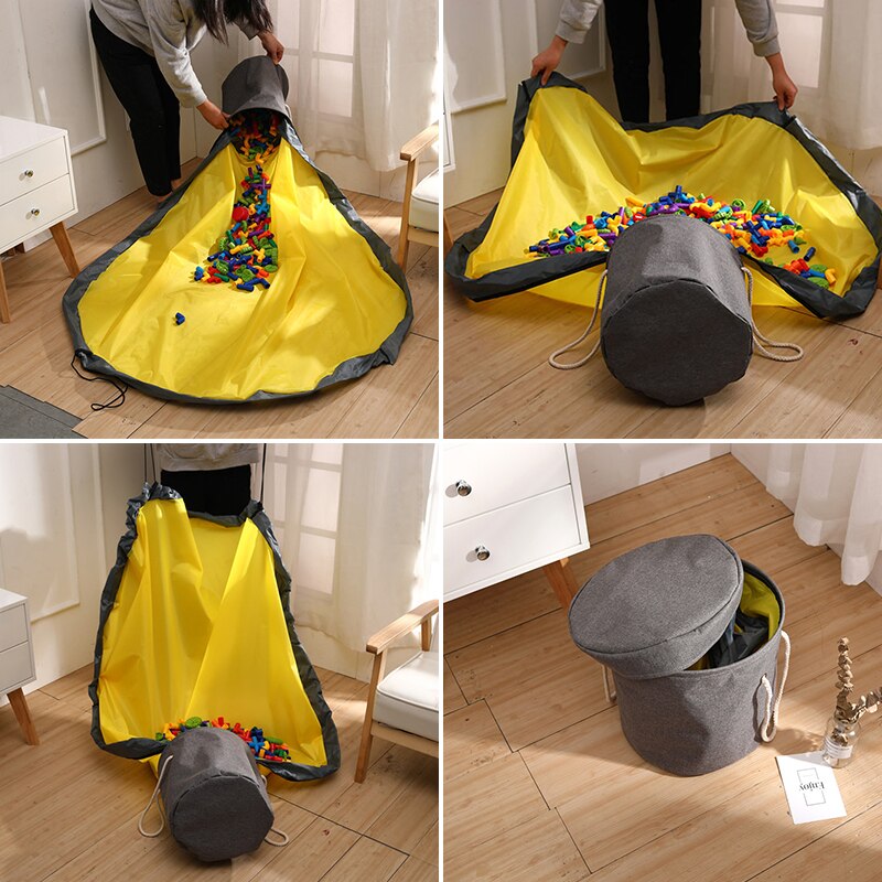 Tapis jouet sac de rangement blocs jouets sacs tapis de jeu sac jouets Slideaway nettoyage et stockage conteneur organisateur multifonctionnel 1.5m