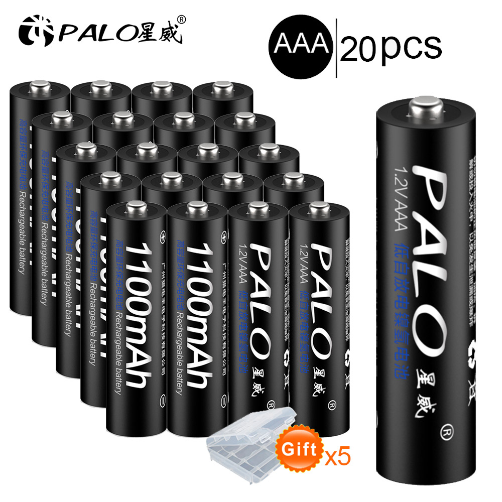 PALO-pilas recargables AAA ni-mh para linterna de juguete, 1,2 v, 1100MAH, 3a, 4 Uds.: 20pcs