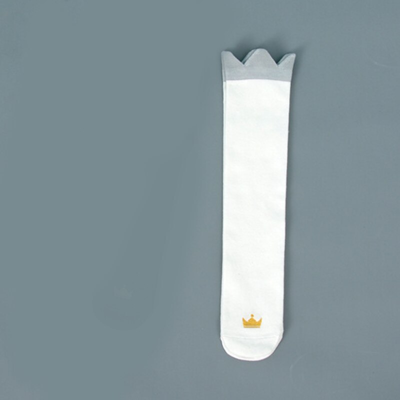 Kinderen meisjes lange sokken peuter baby jongens kniekousen zwart/wit kroon laarzen sokken katoen warme kinder beenwarmers
