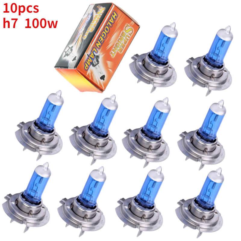 10 stk.  h7 12v 100w 6000k xenon  h7 superhvite halogenpærer til billyskilder frontlykter billampe parkeringsbiler phare led voiture