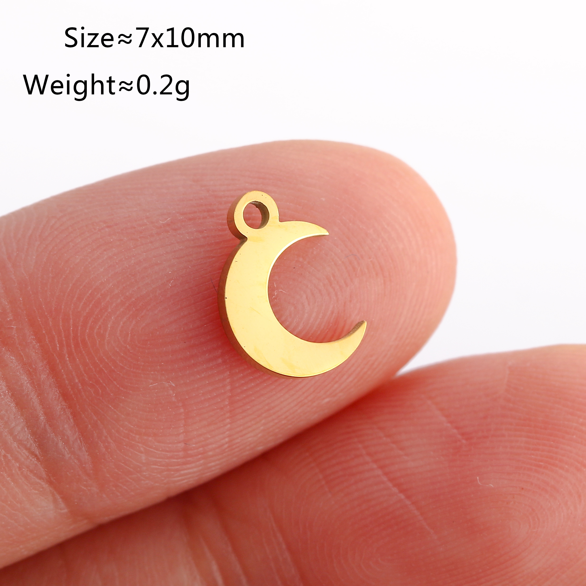 Lote de 5 unidades de Mini dijes de estrella Celestial, colgante de pentagrama/estral/Meteor/luna de acero inoxidable DIY para pendientes, pulseras, fabricación de joyas: Bañado en rodio de imitación
