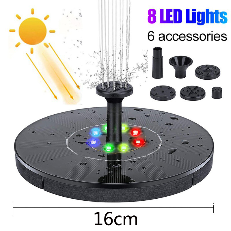 Solar Fountains 6pcs Different Sprinkler Landscape Garden Decoration Pond Water Circulation Bird Bath Photosensitive Lighting: 16CM