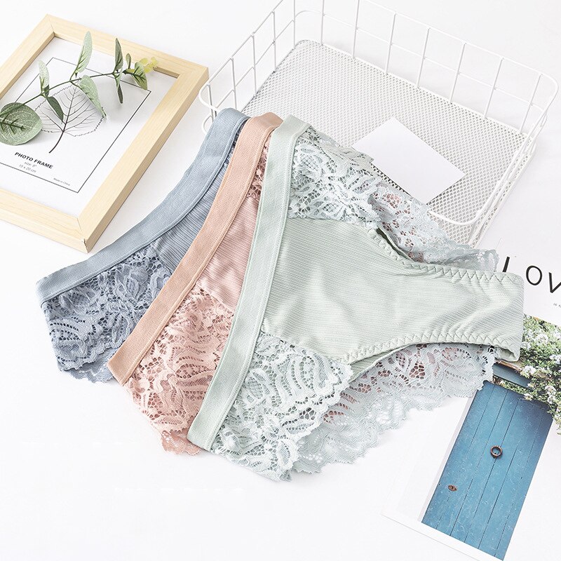 Q Woman Panties Cotton Spandex Lace Underwear Ladies Underpants 4Colors 1Pcs Breathable Comfortable Underpants