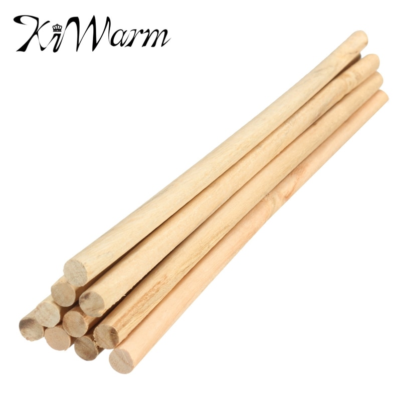 Kiwarm 10 st/set enkla 20cm naturliga färger runda träpinnar pluggar stavar för diy hem trädgård dekoration verktyg tillbehör