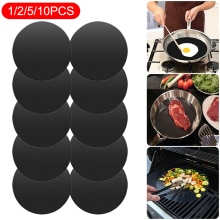 Round BBQ Grill Mats 25 cm Non-Stick Reusable Coating Grilling Mats PFOA-Free Cooking Pads for Pan Grill