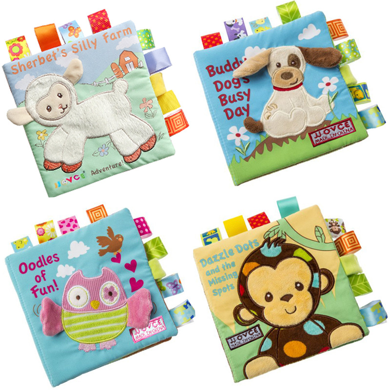 Baby Cloth Book 3D Waterproof Animal Style Monkey/Owl/Dog Cloth Books Soft Fabric Cloth Book Learning Early Educational For Kids
