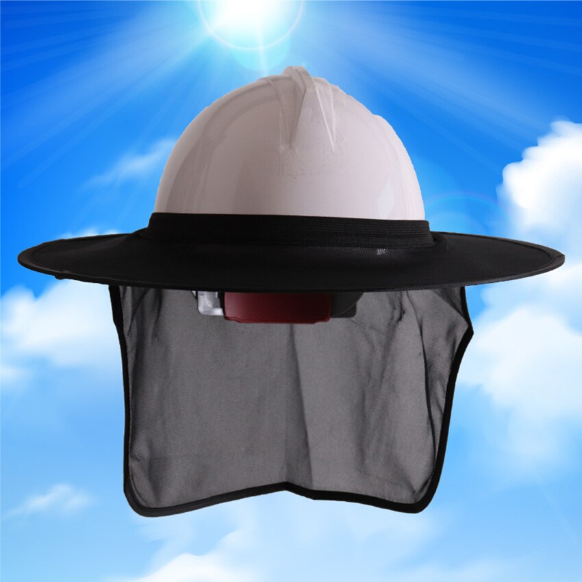 Hard Hat Sun Shield, Full Brim Mesh Neck Sun Shade Protector High Visibility, (Hard Hat Not Included) Blue, Black, Orange