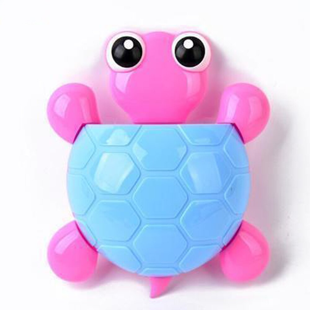 Cute Cartoon Tortoise Shaped Toothpaste Rack Strong Suction Cup Plastic Toothbrush Holder Turtle Shelves Bathroom Accessories: blue