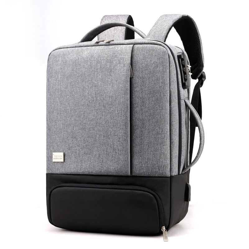 Männer Frauen USB Ladung Reise Geschäft Tasche 15 Zoll Laptop Rucksack Männlichen Wasserdichte Anti-diebstahl Schuh Lagerung Taschen Rucksäcke für Männer: grau