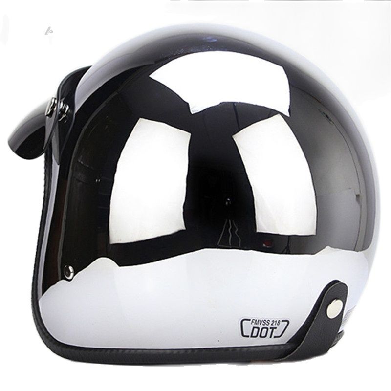 Spiegel Zilver Chrome Motorhelm Open Gezicht Moto Helm Elektrische Fiets Helm Mannen Vrouwen Zomer Scooter Motor Cehelmet