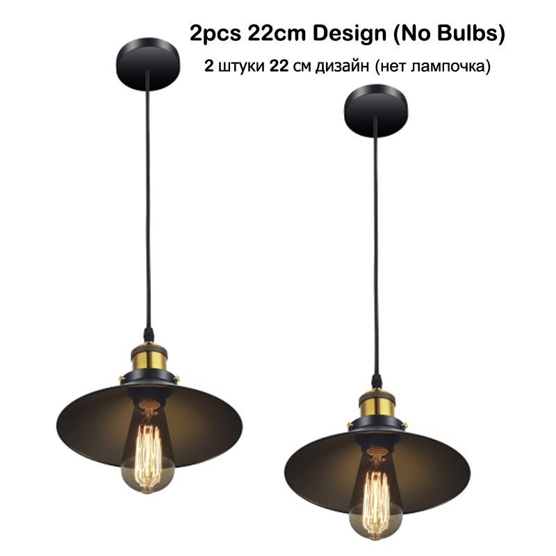 Modern LED Pendant Lamp Black Metal Vintage Lights Luminaria Living Bedroom Hanglamp Russia Dining Bedroom Pendant Lights Lustre: 2pcs 22cm