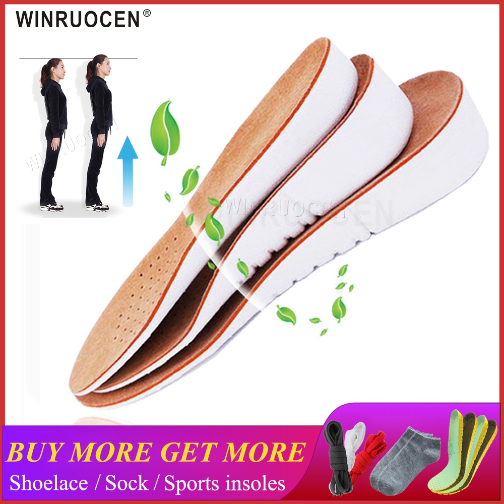 Winruocenleather aumentou palmilhas 1.5 cm-3.5 cm almofada sapato elevador altura aumento calcanhar par mais alto para homem/mulher sapatos