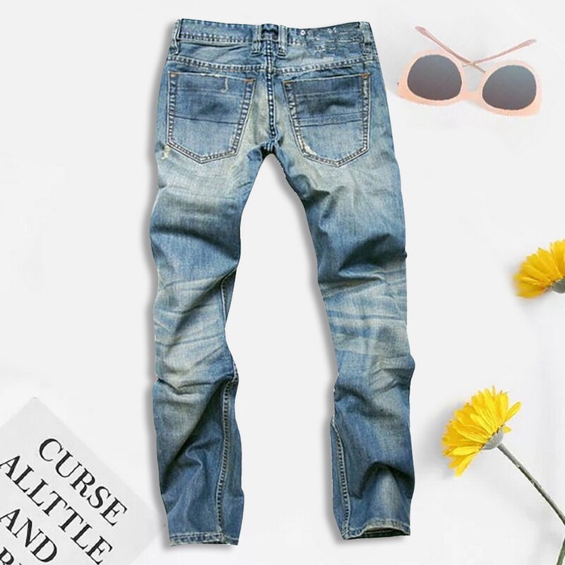 Deep Blue Distressed Men's Straight Fit Jeans main image 1