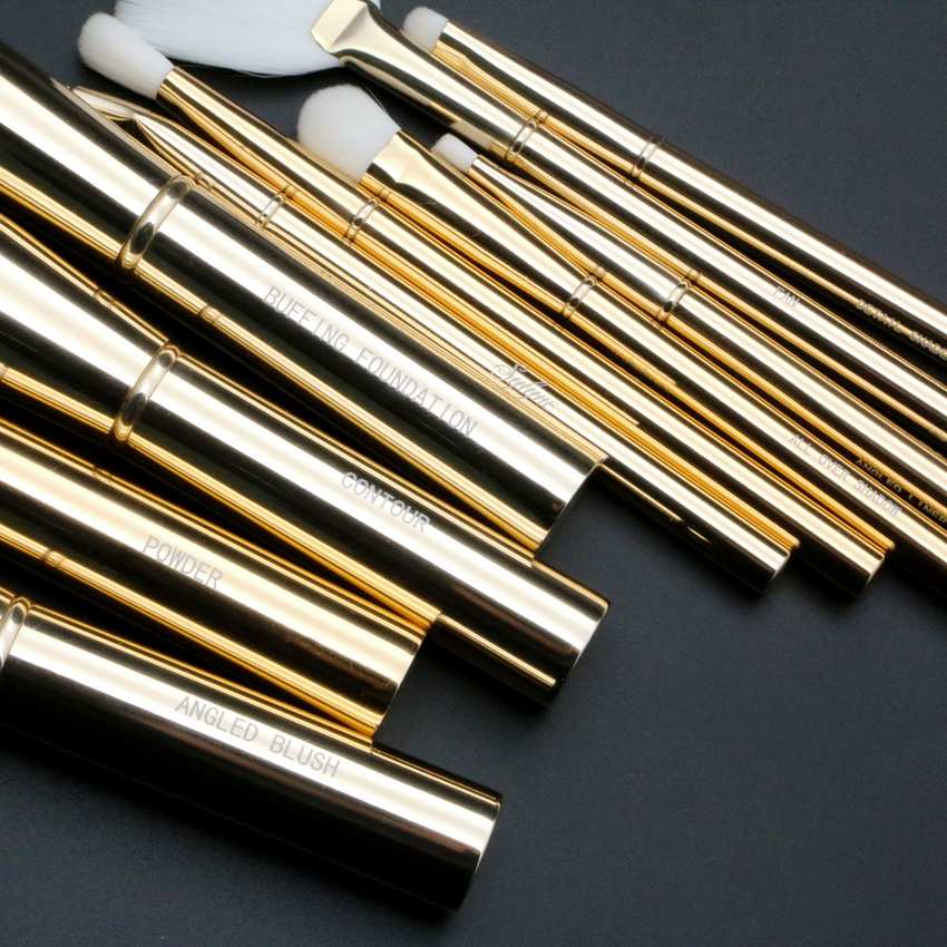 Sylyne Make-Up Borstel Set 10 Stuks Metalen Handvat Gold Soft Make Up Kwasten Kit Tools.