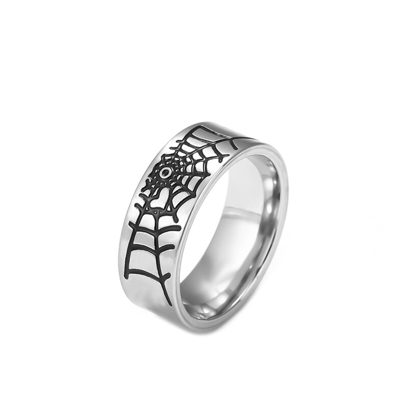 Simple Titanium Steel Spider Web Ring For Women Men Silver Color Finger Rings Fine Jewelry Accessories