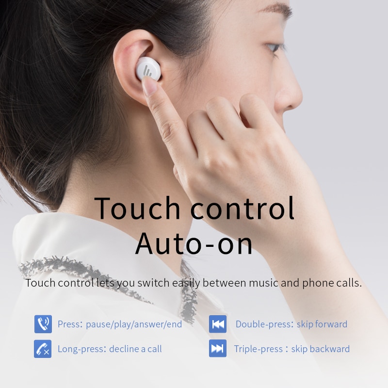 Edifier TWS1 Touch Control IPX5 Nominale Ergonomisch Bluetooth V5.0 Tws Oordopjes Bluetooth Oortelefoon Draadloze Koptelefoon