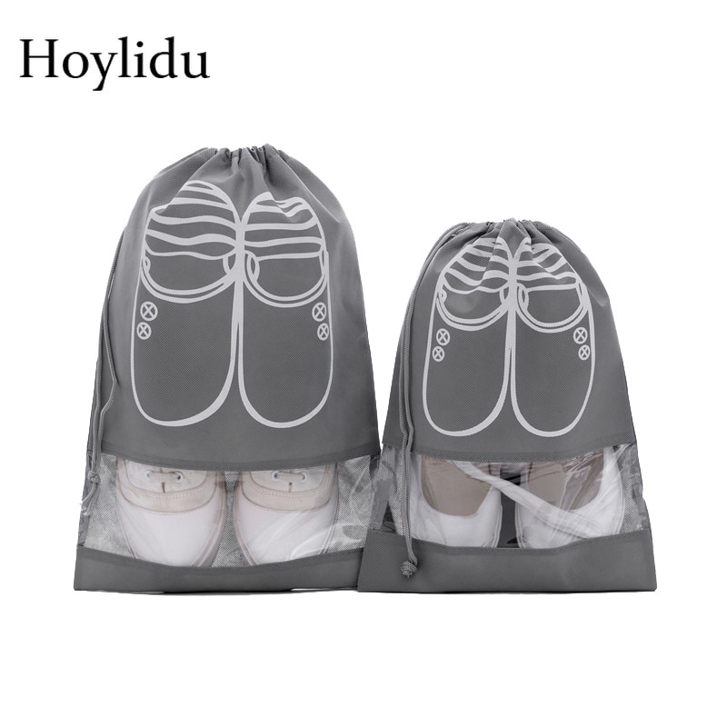 1 Pcs Waterproof Travel Shoes Bag Organizer Non-Woven Women Portable Drawstring Shoe Bags Pouch Dustproof Underwear Visual Tote