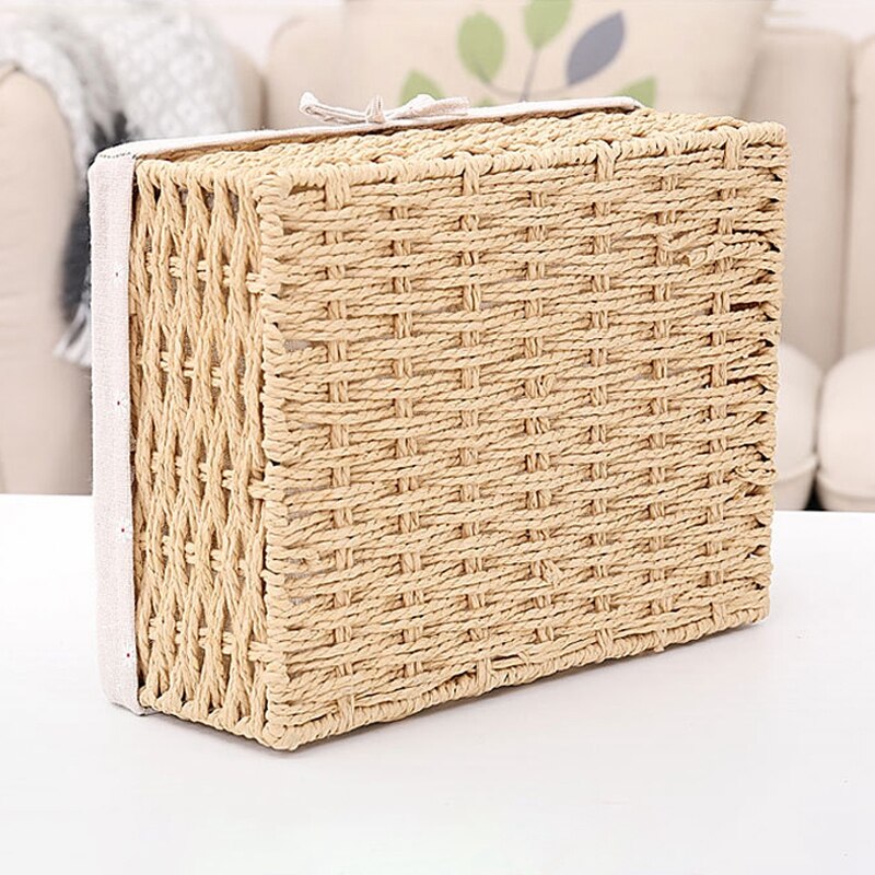 Handmade Woven Storage Baskets Panier Rangement Cesta Mimbre Household Items Snacks Organizer Desktop Rattan Storage Basket