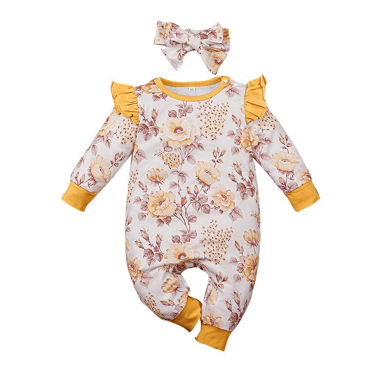 carter toddler Autumn newborn clothes baby girls long-sleeved jumpsuit printed