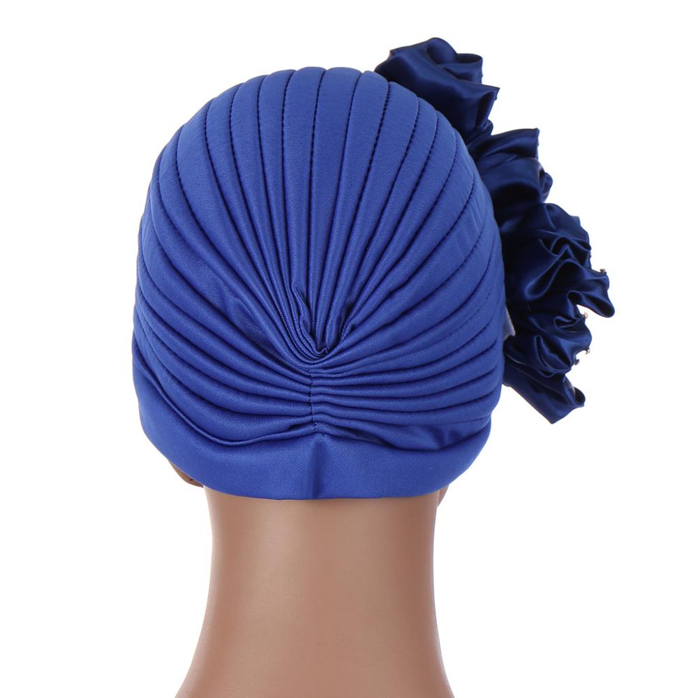 Turban à grandes fleurs pour femmes, couvre-chef, enveloppements de tête, Hijabs intérieurs musulmans, Bonnet, chapeau africain et indien,