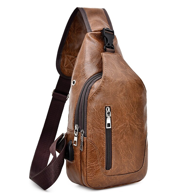 Heren messenger bag pu leren schoudertas borsttas vrijetijdstas kleine rugzak zakken: Lichtbruin