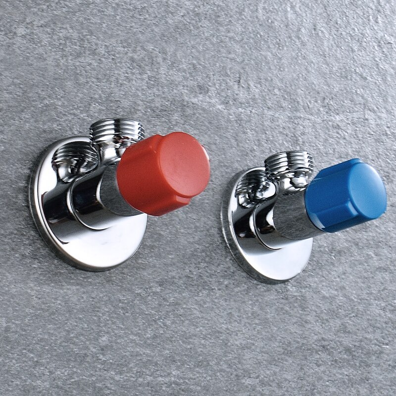 1 Pair Triangle Valve With Blue and Red Mark G1/2" Male Thread Stop Valve Made By Solid Brass 1 Lots 2 Pieces