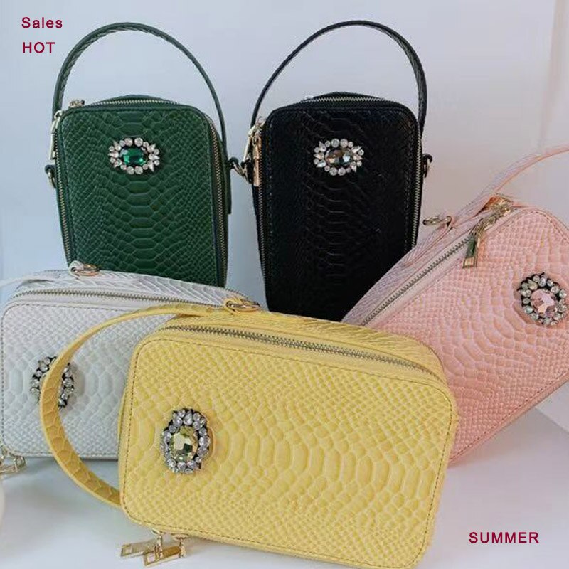 Box Bags Crystal Decoration Python Bag Snake Pattern Women Shoulder Handbag Bags