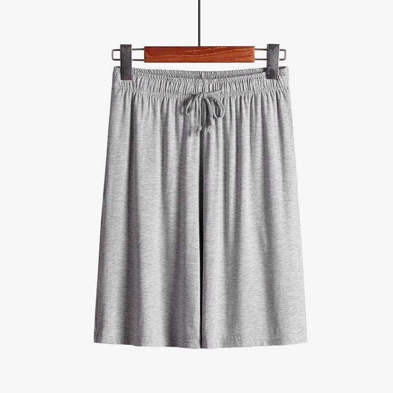 Plus Size 4XL Men Summer Solid Soft Sleeping Shorts Mens Sleepwear Casual Sleep Pants Loose Comfortable Sleep Bottoms Homewear: D Light Gray / XXXL
