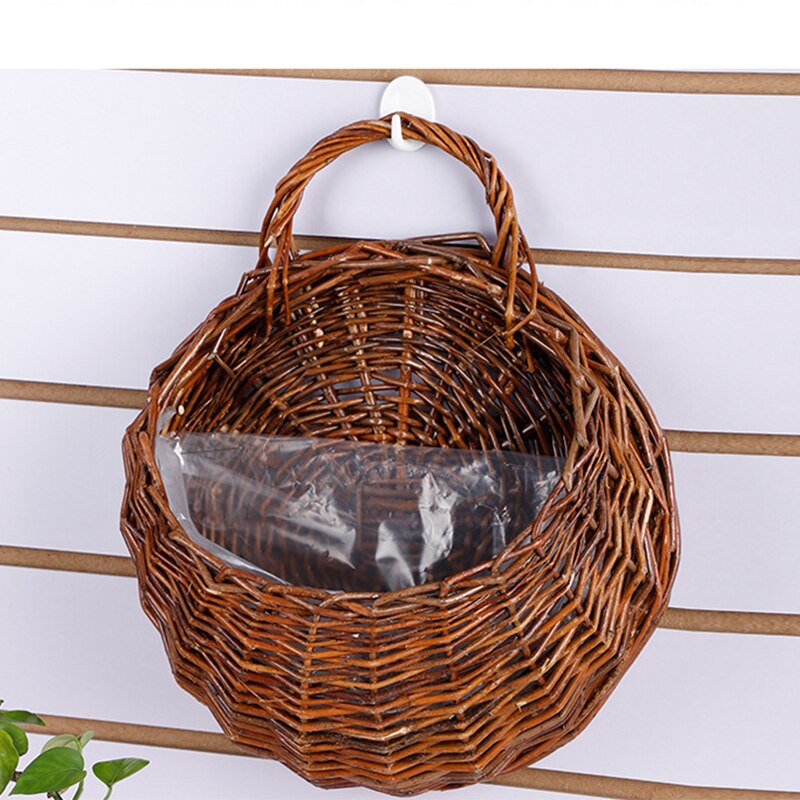 Mão feita de vime ao ar livre flor rack parede pendurado cesta de jardim cesta de flor de vime pendurado ninho decoração para casa