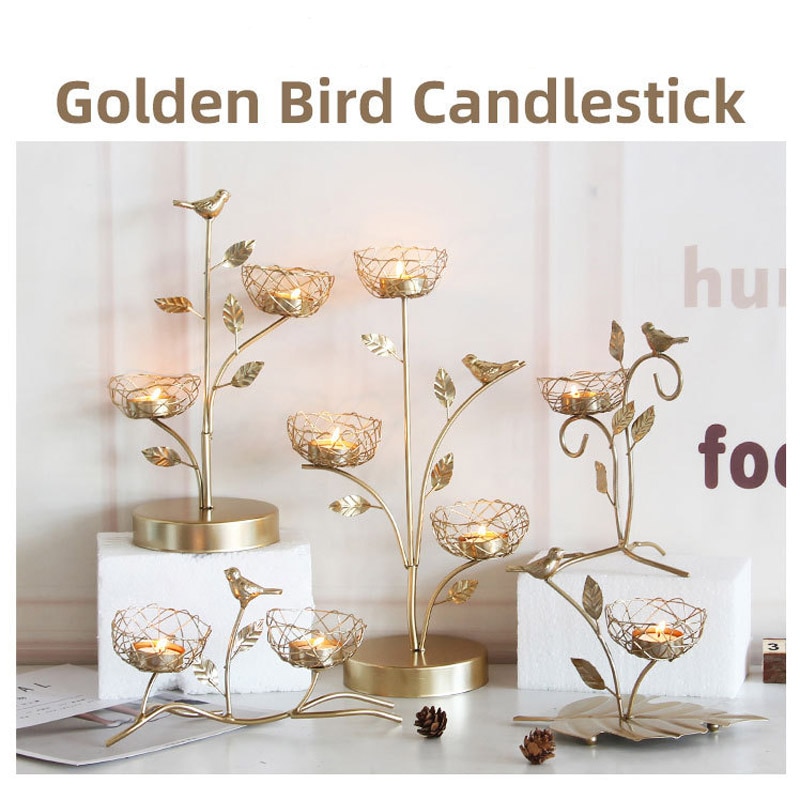 Nordic wrought iron golden bird aroma candle holder decoration romantic table tabletop decoration small furnishings 1PCS
