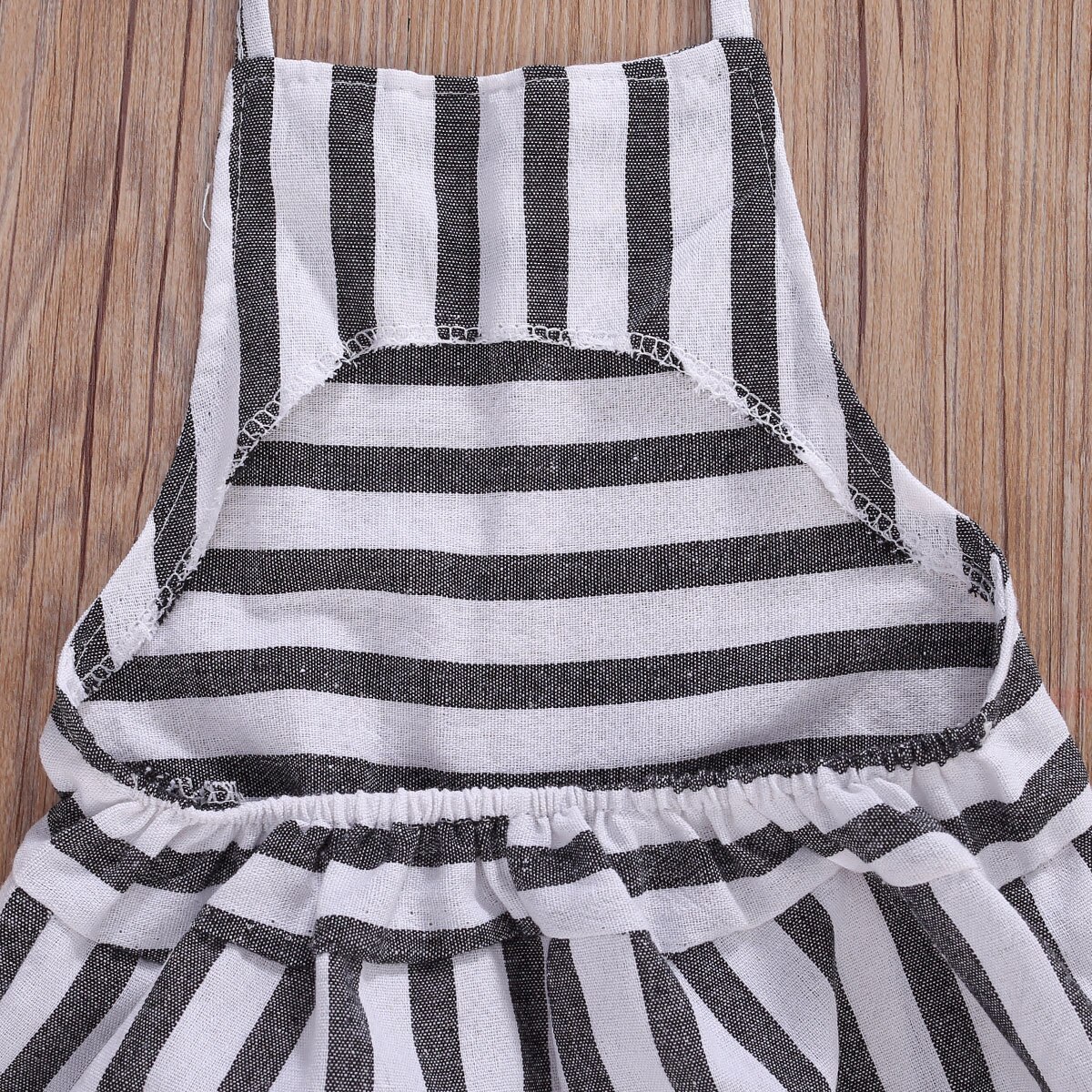 1-5Y Summer Infant Baby Girls Overalls Pants Blue Striped Print Sleeveless Belt Jumpsuits Outfits