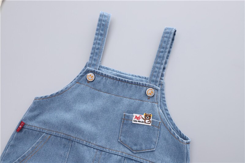 Lente Herfst Katoen Cartoon Patroon Kinderen Jongens Meisjes Mode Denim Hemdje Broek 0-5 Jaar Kid Overall lange Broek
