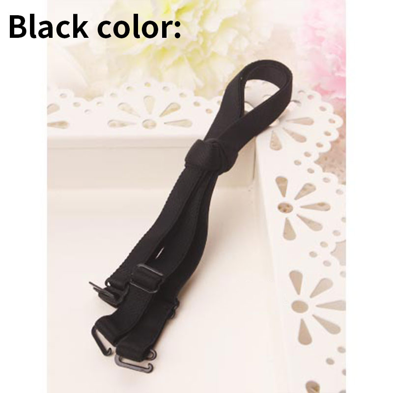 Colored Underwear Adjustable Removable Shoulder Elastic Accessories Bra Straps For Bra 1.0cm Width 10mm Non-Slip: Black color