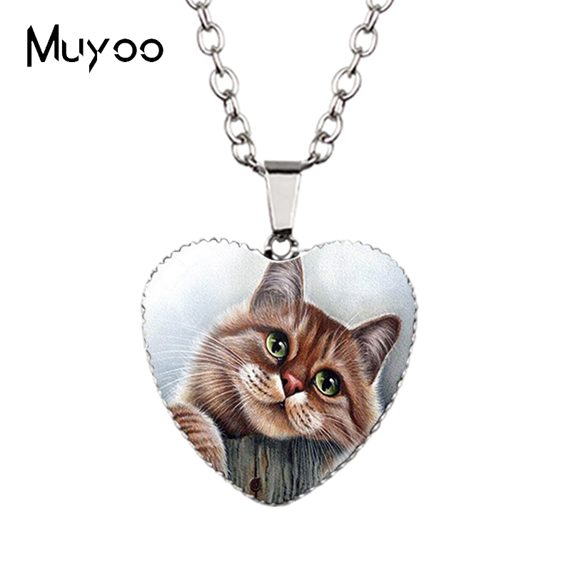 Landscape Animal Swans Butterflies Peacock Oil Painting Handcraft Heart Jewelry Pendant Necklace HZ3: Light Yellow Gold Color