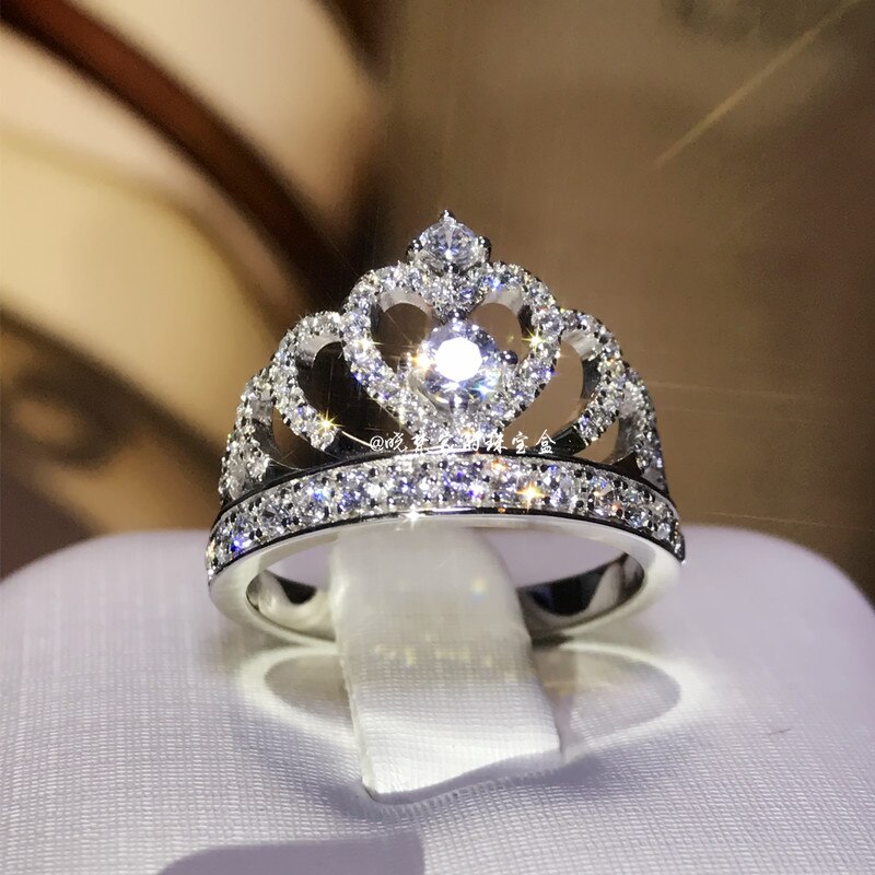 Maat 5-10 Handgemaakte choucong Luxe Sieraden 925 Sterling Zilveren Pave 5A CZ Zirconia Vrouwen Bruiloft Engagement Kroon Band Ring