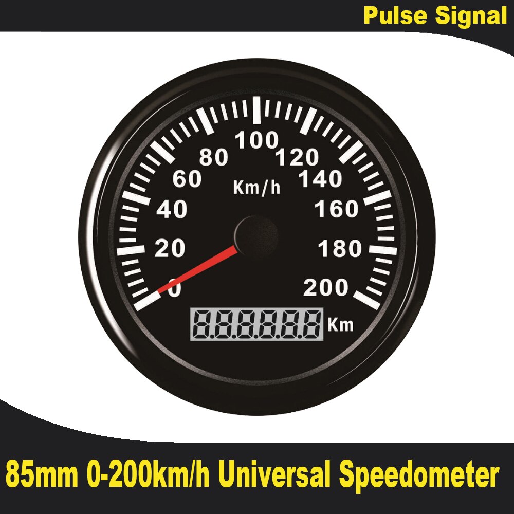 Eling 120/200km/ h nopeusmittari auton mittarit 85mm nopeusmittaria matkamittari moottoripyörän kääntymismittarit 9-32v ( pulssisignaali): 200km- miljardia